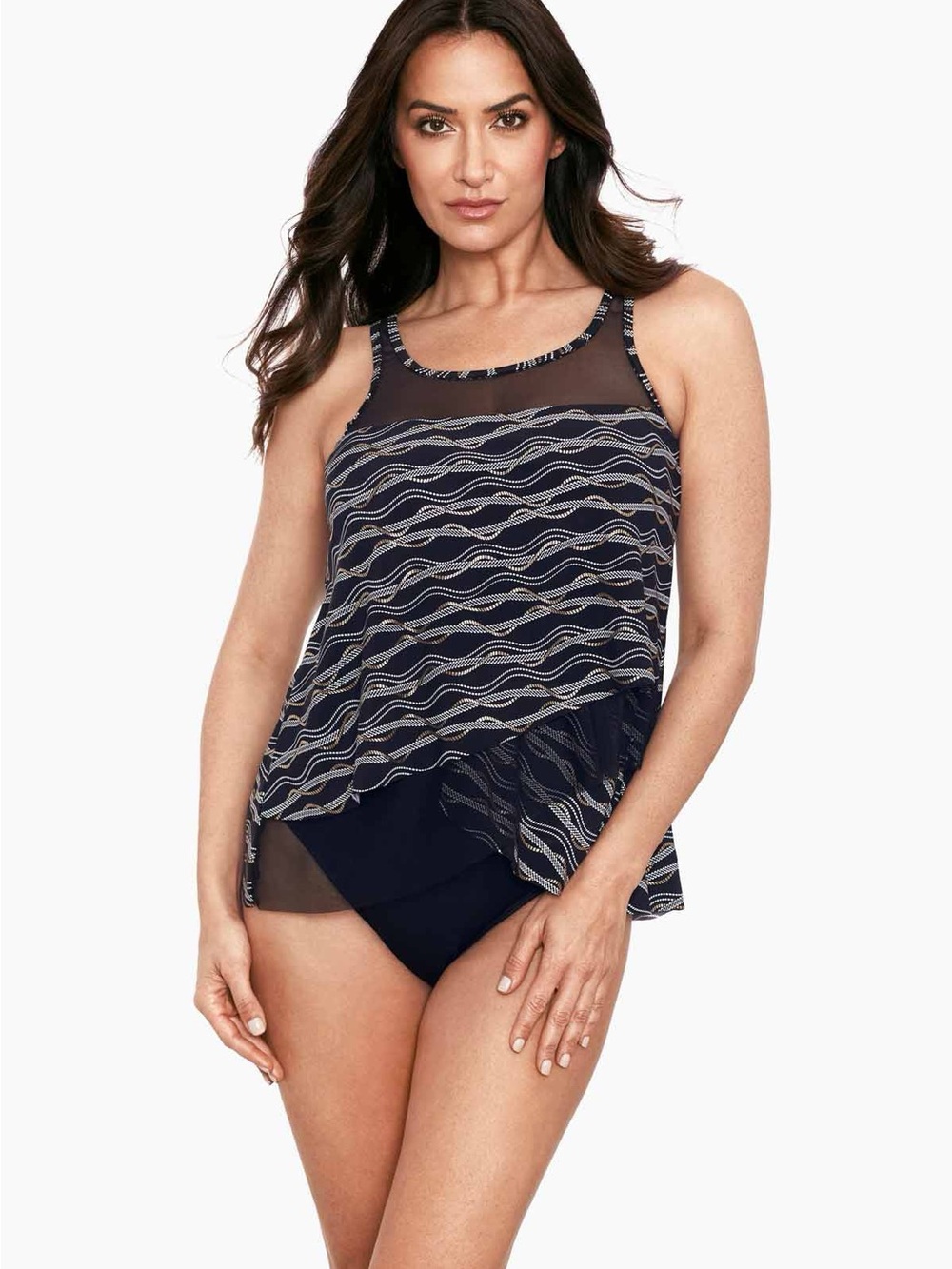 Miraclesuit Women's Linked In Mirage Underwire Mesh Tankini Top 2 Pc Set 10 DD - Picture 10 of 10
